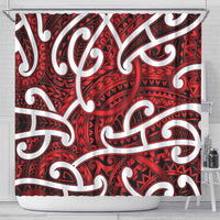 Aotearoa Maori Kowhaiwhai Shower Curtain Whero Puhoro and Patiki LT9 - Polynesian Pride