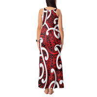 Aotearoa Maori Kowhaiwhai Tank Maxi Dress Whero Puhoro and Patiki