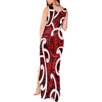 Aotearoa Maori Kowhaiwhai Tank Maxi Dress Whero Puhoro and Patiki