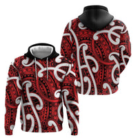 Aotearoa Maori Kowhaiwhai Zip Hoodie Whero Puhoro and Patiki