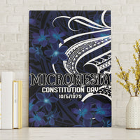 Micronesia Constitution Day Canvas Wall Art Since 1979 with Polynesian Hibiscus Pattern LT9 Without Frame Blue - Polynesian Pride
