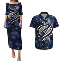 Micronesia Constitution Day Couples Matching Puletasi and Hawaiian Shirt Since 1979 with Polynesian Hibiscus Pattern LT9 Blue - Polynesian Pride