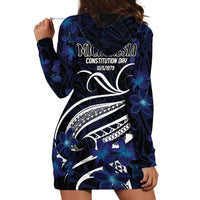 Micronesia Constitution Day Hoodie Dress Since 1979 with Polynesian Hibiscus Pattern LT9 - Polynesian Pride