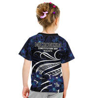 Micronesia Constitution Day Kid T Shirt Since 1979 with Polynesian Hibiscus Pattern