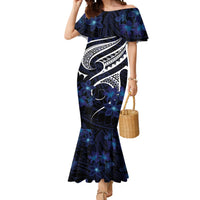 Micronesia Constitution Day Mermaid Dress Since 1979 with Polynesian Hibiscus Pattern LT9 Women Blue - Polynesian Pride