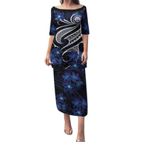 Micronesia Constitution Day Puletasi Since 1979 with Polynesian Hibiscus Pattern LT9 Long Dress Blue - Polynesian Pride