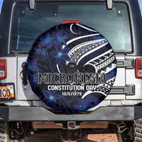 Micronesia Constitution Day Spare Tire Cover Since 1979 with Polynesian Hibiscus Pattern LT9 Blue - Polynesian Pride