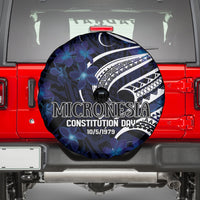 Micronesia Constitution Day Spare Tire Cover Since 1979 with Polynesian Hibiscus Pattern LT9 - Polynesian Pride