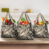 Polynesian Shark Tribal Tattoo Grocery Bag Beige Style LT9 3-pack One Size Beige - Polynesian Pride