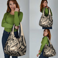 Polynesian Shark Tribal Tattoo Grocery Bag Beige Style LT9 - Polynesian Pride