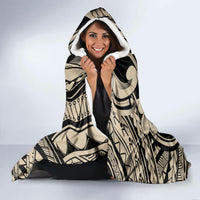 Polynesian Shark Tribal Tattoo Hooded Blanket Beige Style LT9 - Polynesian Pride