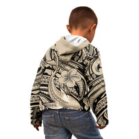 Polynesian Shark Tribal Tattoo Kid Hoodie Beige Style