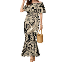Polynesian Shark Tribal Tattoo Mermaid Dress Beige Style LT9 Women Beige - Polynesian Pride