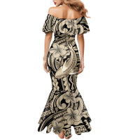 Polynesian Shark Tribal Tattoo Mermaid Dress Beige Style LT9 - Polynesian Pride