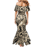 Polynesian Shark Tribal Tattoo Mermaid Dress Beige Style LT9 - Polynesian Pride