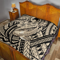 Polynesian Shark Tribal Tattoo Quilt Beige Style