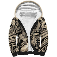 Polynesian Shark Tribal Tattoo Sherpa Hoodie Beige Style LT9 Unisex Beige - Polynesian Pride