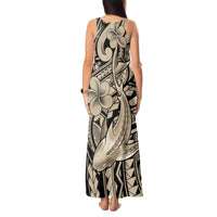 Polynesian Shark Tribal Tattoo Tank Maxi Dress Beige Style LT9 - Polynesian Pride