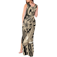 Polynesian Shark Tribal Tattoo Tank Maxi Dress Beige Style LT9 - Polynesian Pride