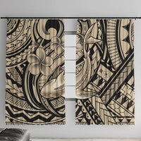 Polynesian Shark Tribal Tattoo Window Curtain Beige Style LT9 With Hooks Beige - Polynesian Pride