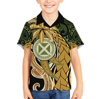 Wallis and Futuna Victory Day Family Matching Off Shoulder Maxi Dress and Hawaiian Shirt Since 1945 with Polynesian Platinum Floral Tribal