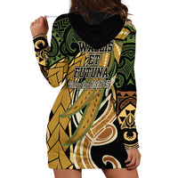 Wallis and Futuna Victory Day Hoodie Dress Since 1945 with Polynesian Platinum Floral Tribal