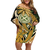 Wallis and Futuna Victory Day Off Shoulder Short Dress Since 1945 with Polynesian Platinum Floral Tribal LT9 Women Red - Polynesian Pride
