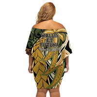 Wallis and Futuna Victory Day Off Shoulder Short Dress Since 1945 with Polynesian Platinum Floral Tribal LT9 - Polynesian Pride