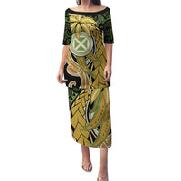 Wallis and Futuna Victory Day Puletasi Since 1945 with Polynesian Platinum Floral Tribal LT9 Long Dress Red - Polynesian Pride