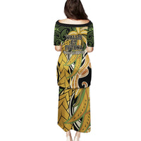 Wallis and Futuna Victory Day Puletasi Since 1945 with Polynesian Platinum Floral Tribal LT9 - Polynesian Pride