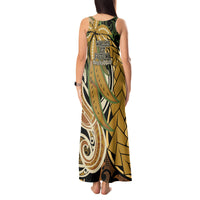 Wallis and Futuna Victory Day Tank Maxi Dress Since 1945 with Polynesian Platinum Floral Tribal LT9 - Polynesian Pride