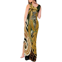 Wallis and Futuna Victory Day Tank Maxi Dress Since 1945 with Polynesian Platinum Floral Tribal LT9 - Polynesian Pride