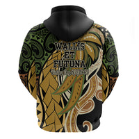 Wallis and Futuna Victory Day Zip Hoodie Since 1945 with Polynesian Platinum Floral Tribal