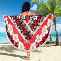Personalised Wallis et Futuna Beach Blanket Hibiscus and Polynesian Tribal Tattoos LT9 - Polynesian Pride