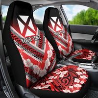 Personalised Wallis et Futuna Car Seat Cover Hibiscus and Polynesian Tribal Tattoos