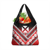 Personalised Wallis et Futuna Grocery Bag Hibiscus and Polynesian Tribal Tattoos LT9 1-pack One Size Red - Polynesian Pride