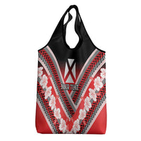 Personalised Wallis et Futuna Grocery Bag Hibiscus and Polynesian Tribal Tattoos LT9 - Polynesian Pride