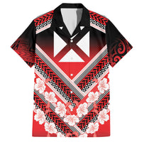 Personalised Wallis et Futuna Hawaiian Shirt Hibiscus and Polynesian Tribal Tattoos LT9 Red - Polynesian Pride