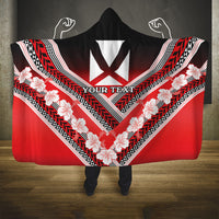 Personalised Wallis et Futuna Hooded Blanket Hibiscus and Polynesian Tribal Tattoos LT9 One Size Red - Polynesian Pride