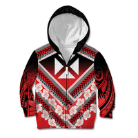 Personalised Wallis et Futuna Kid Hoodie Hibiscus and Polynesian Tribal Tattoos
