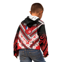 Personalised Wallis et Futuna Kid Hoodie Hibiscus and Polynesian Tribal Tattoos