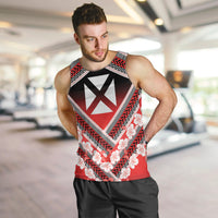 Personalised Wallis et Futuna Men Tank Top Hibiscus and Polynesian Tribal Tattoos LT9 Red - Polynesian Pride
