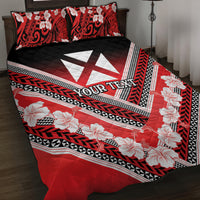 Personalised Wallis et Futuna Quilt Bed Set Hibiscus and Polynesian Tribal Tattoos LT9 Red - Polynesian Pride