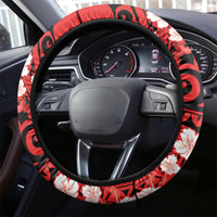Personalised Wallis et Futuna Steering Wheel Cover Hibiscus and Polynesian Tribal Tattoos LT9 - Polynesian Pride