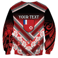 Personalised Wallis et Futuna Sweatshirt Hibiscus and Polynesian Tribal Tattoos LT9 - Polynesian Pride