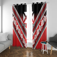 Personalised Wallis et Futuna Window Curtain Hibiscus and Polynesian Tribal Tattoos LT9 With Grommets Red - Polynesian Pride