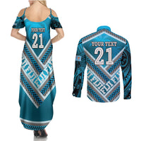 Custom Fiji Rugby Couples Matching Summer Maxi Dress and Long Sleeve Button Shirt Fijian Warrior With Polynesian Tribal Tattoos LT9 - Polynesian Pride
