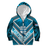 Custom Fiji Rugby Kid Hoodie Fijian Warrior With Polynesian Tribal Tattoos