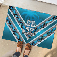 Custom Fiji Rugby Rubber Doormat Fijian Warrior With Polynesian Tribal Tattoos