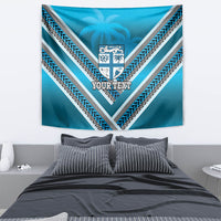 Custom Fiji Rugby Tapestry Fijian Warrior With Polynesian Tribal Tattoos